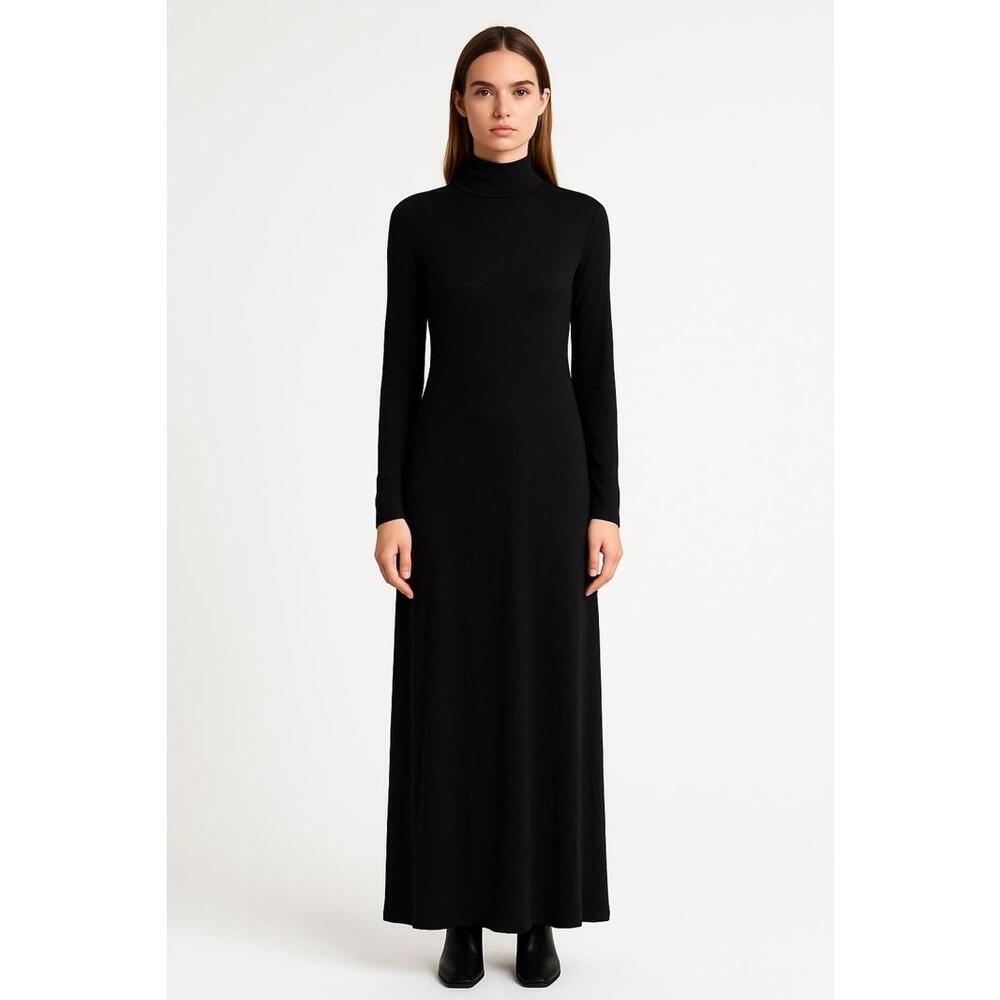 Show Me Your Mumu Black "Sutton Midi Maxi Dress" small minimalist mock stretch